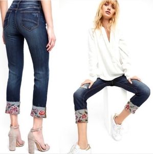 Driftwood Colette Embroidered Floral Ankle Jeans
